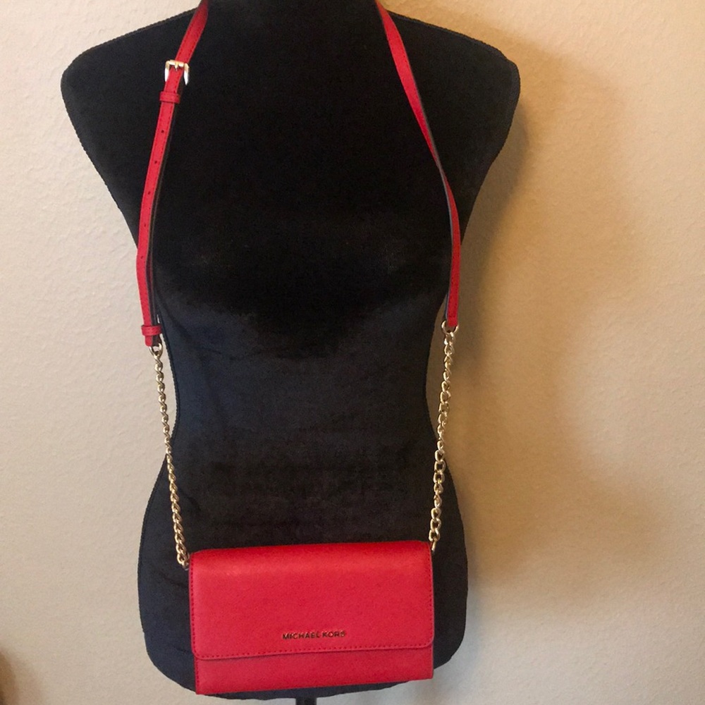Michael Kors Jet Set Travel Red Crossbody - Picture 1 of 3